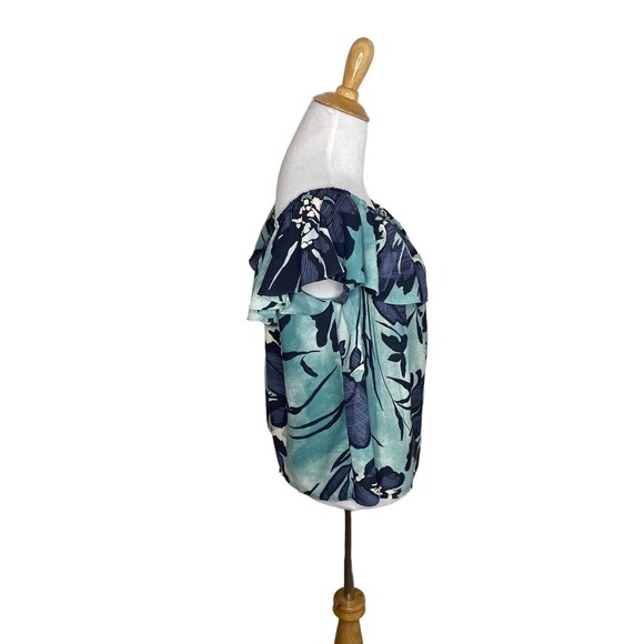 Anthropologie Maeve Islander Off the Shoulder Blue Green Blouse Small - Picture 4 of 7